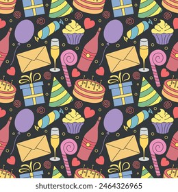 Patrón de feliz cumpleaños. Fondo de cumpleaños sin costuras