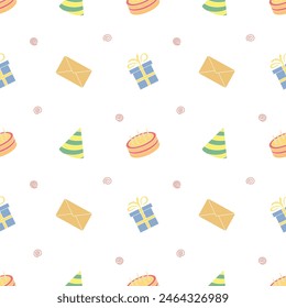 Patrón de feliz cumpleaños. Fondo de cumpleaños sin costuras