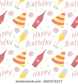 Happy birthday pattern. Seamless birthday background