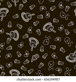 Happy birthday pattern. Seamless for a holiday or birthday. Kawaii. Doodling. Vector illustration