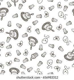 Happy birthday pattern. Seamless for a holiday or birthday. Kawaii. Doodling. Vector illustration