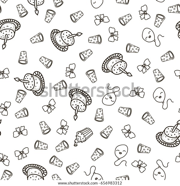 Happy Birthday Pattern Seamless Holiday Birthday Stock Vector Royalty Free