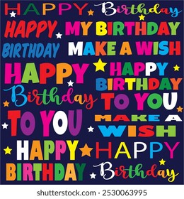 Happy birthday pattern with birthday text pattern for gift wrap
