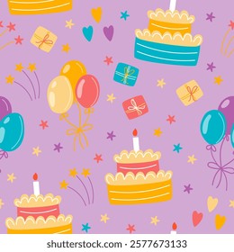 Happy birthday pattern vector illustration, birthday seamless pattern for wrapping paper 