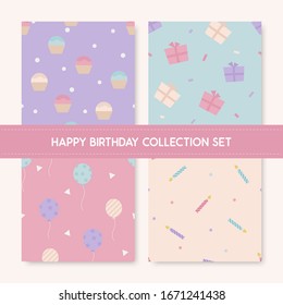 happy birthday patterns collection set, 4 cute pattern for birthday