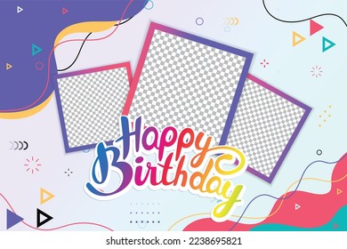 Happy birthday photo frame with abstract elements