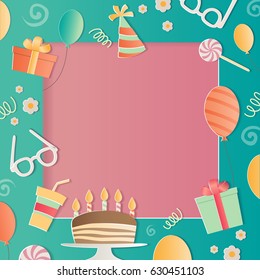 Happy Birthday Photo Frame. A Realistic Image That Simulates Paper.