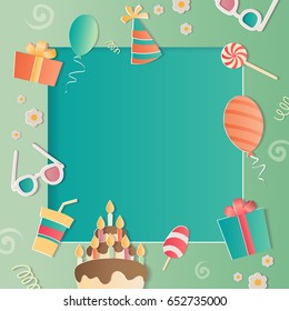 Happy Birthday photo frame. A realistic image that simulates paper.