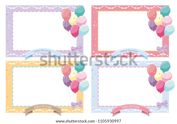 Happy Birthday Picture Frames Set Cute Stock Vector (Royalty Free ...