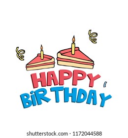 Happy Birthday Piece Of Cake Background Vector Image
