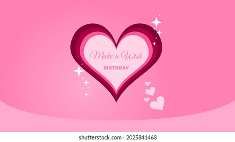 Happy birthday with pink accent. Circle, star, balloon and ring. You can use this asset for card, flyer, anniversary, special moment, background, digital gift, beloved, couple, romantic, greeting etc.