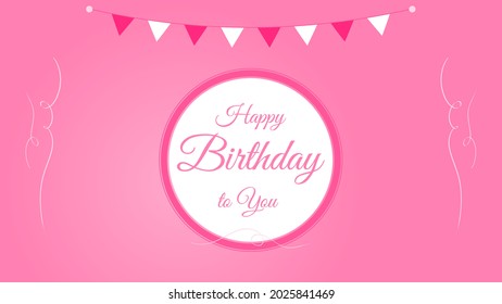 Happy birthday with pink accent. Circle, star, balloon and ring. You can use this asset for card, flyer, anniversary, special moment, background, digital gift, beloved, couple, romantic, greeting etc.