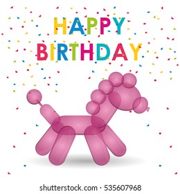 happy birthday pink balloon horse shape confetti