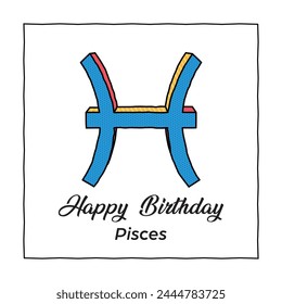 Happy Birthday Pisces Zodiac Sign Birthday Card