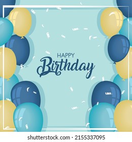 happy birthday postcard with balloons helium
