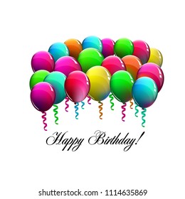 Happy Birthday! Postcard with balloons. Vector