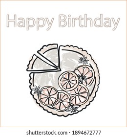 Happy birthday postcard. delicious dessert for lovers of tasty treats. pie, cake, biscuit, tart. Congratulations to the pastry chef. vector eps 10
