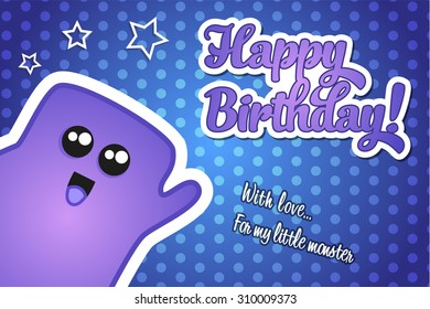 Happy Birthday postcard - Little monsters