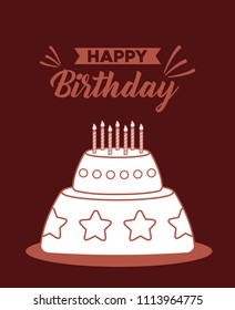 happy birthday postcard with sweet cake