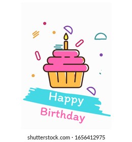 Happy birthday postcard for vector (CAKE)