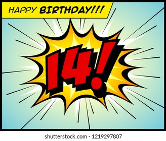 Happy Birthday postcard, in a vintage style comic book bubble sound effect  - Vector EPS10.