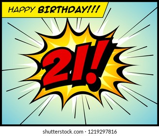 Happy Birthday postcard, in a vintage style comic book bubble sound effect  - Vector EPS10.