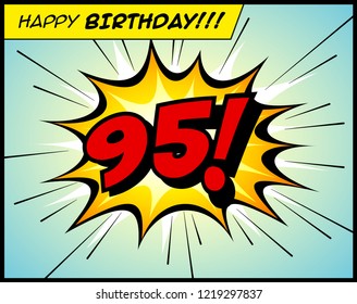 Happy Birthday postcard, in a vintage style comic book bubble sound effect  - Vector EPS10.