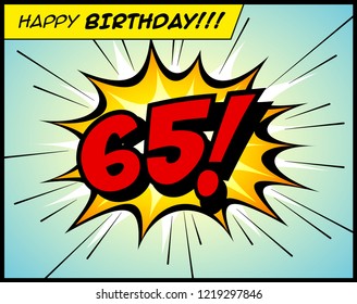 Happy Birthday postcard, in a vintage style comic book bubble sound effect  - Vector EPS10.
