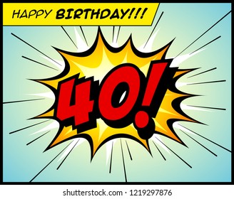 Happy Birthday postcard, in a vintage style comic book bubble sound effect  - Vector EPS10.