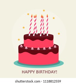 Happy Birthday Poster Background Cake Vector Stock Vector (Royalty Free ...