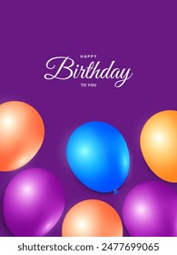 Happy birthday poster design. Birthday greeting template with balloon decoration for birthday party, invitation and celebration. Vector illustration