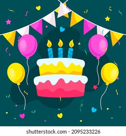 Happy birthday poster design template. happy birthday background invitation card vector illustration.