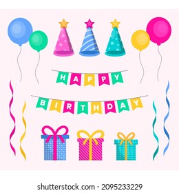 Happy birthday poster design template. happy birthday background invitation card vector illustration.