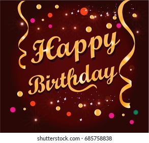 Happy Birthday Poster Gold Text On Stock Vector (Royalty Free) 685758838