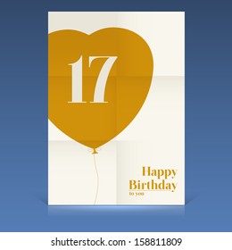 Happy birthday poster, seventeen yeas old, greeting card.