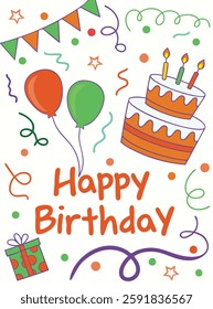 Happy Birthday Poster Vector illustration.
