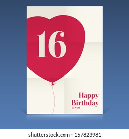 Happy birthday poster,sixteen yeas old, greeting card.