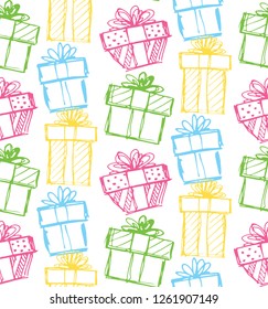 Happy birthday present box gift pattern background, happy new year gift wallpaper