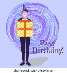 Happy birthday Present - card. Vector stock illustration of ep10.