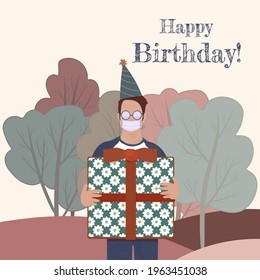  Happy birthday Present - card. Vector stock illustration of ep10.