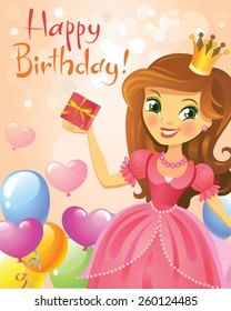 Happy Birthday, Princess, greeting card. 