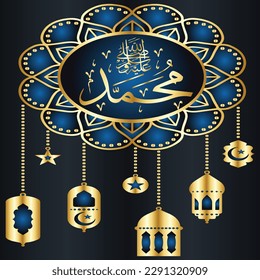 Happy Birthday of Prophet Muhammad. Milad un Nabi Mubarak Means Happy Birthday of Prophet Muhammad. Vector Illustration of Mawlid Celebration Design
