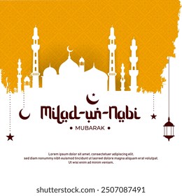 Happy Birthday of Prophet Muhammad. Milad un Nabi Mubarak Means Happy Birthday of Prophet Muhammad. Vector Illustration of Mawlid Celebration Design