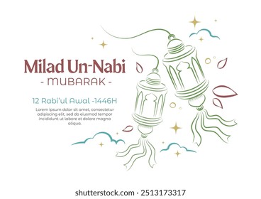 Happy Birthday of Prophet Muhammad. Milad un Nabi Mubarak Means Happy Birthday of Prophet Muhammad. Vector Illustration