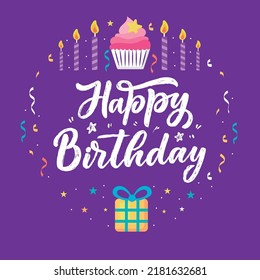 Happy Birthday Purple Background Style Stock Vector (Royalty Free ...