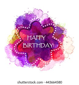 Happy Birthday Purple Vector Watercolor Blot Stock Vector (Royalty Free ...