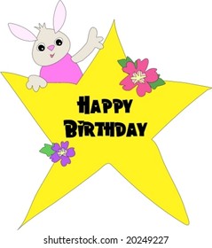 Happy Birthday Rabbit Star Vector