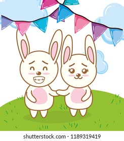 Happy birthday rabbits cartoons