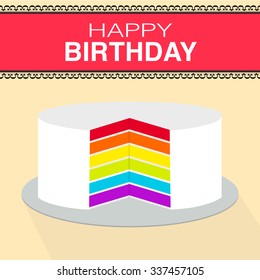 Happy Birthday Rainbow Cake Vector Illustration
