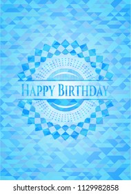 Happy Birthday realistic light blue mosaic emblem